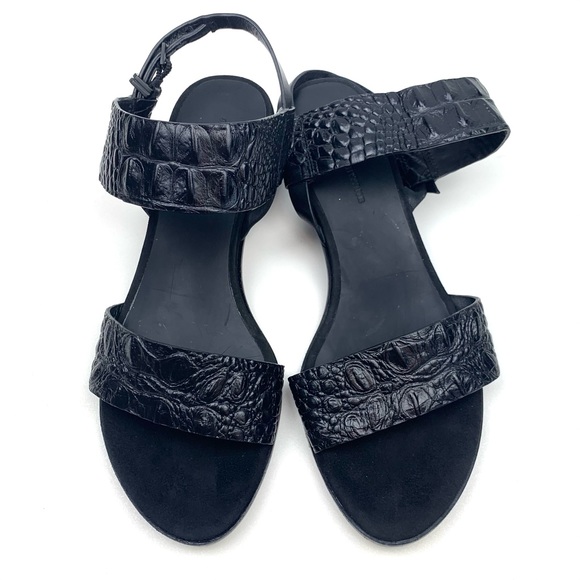 Alexander wang crocodile sandal black leather low heel Croc size 36 - Picture 3 of 10